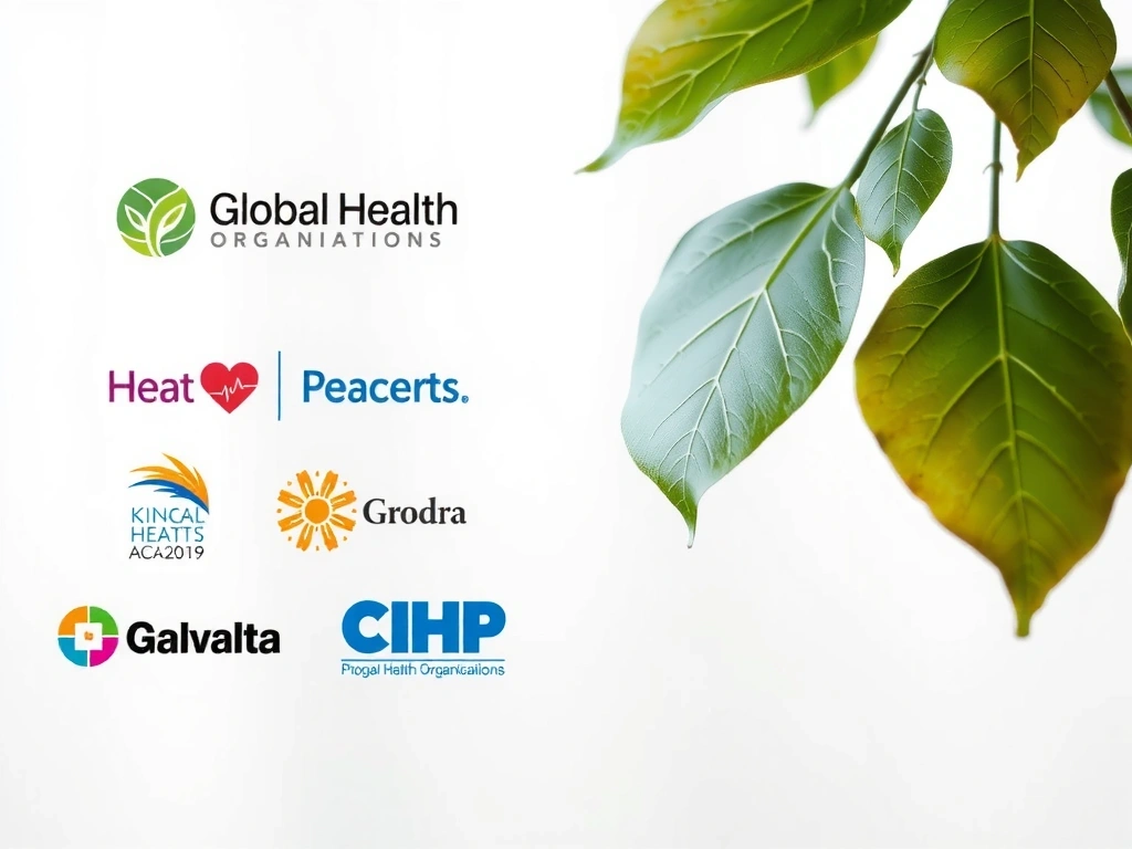 Logotipos de organizaciones de salud global, con un diseño moderno y limpio
