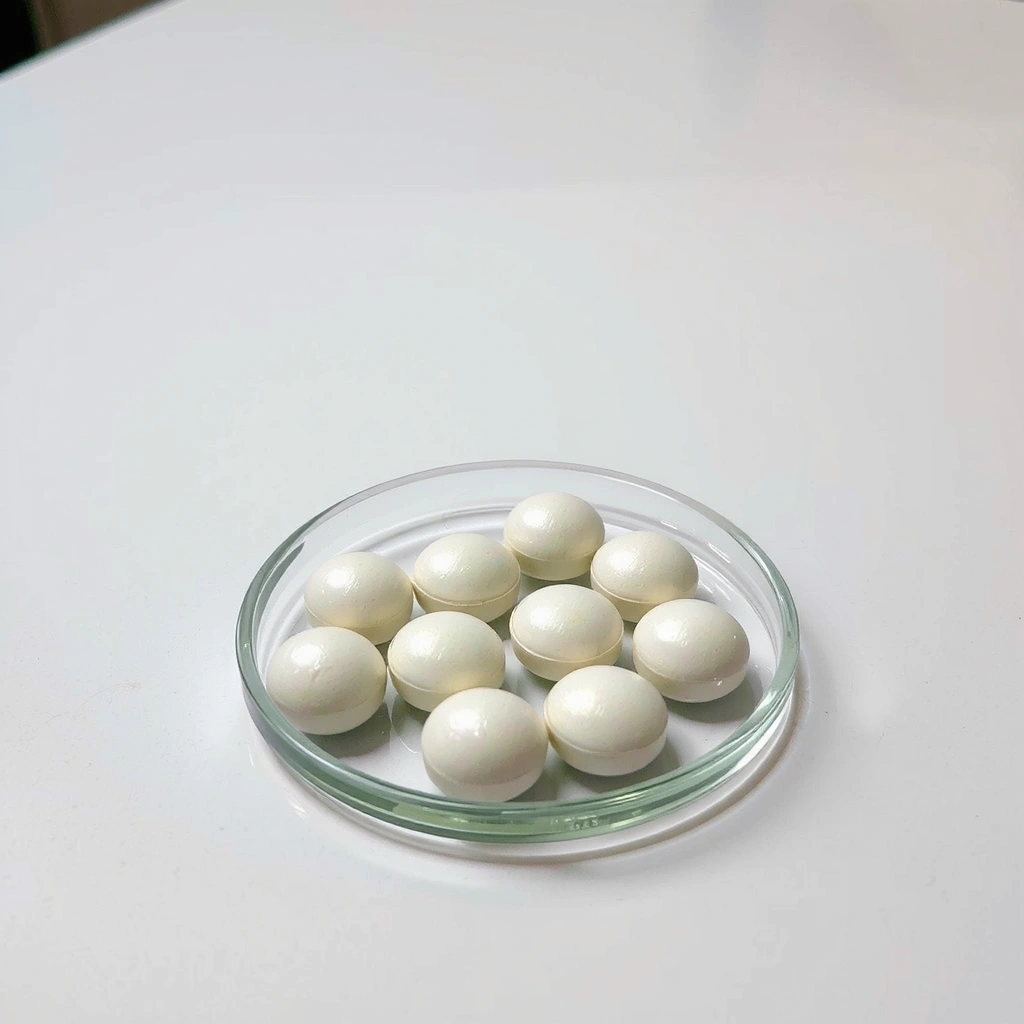 Pastillas de Zinc en un recipiente pequeño